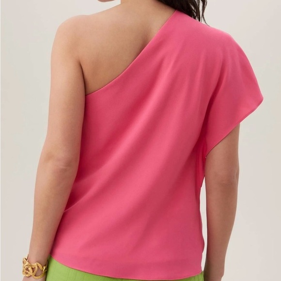 Trina Turk One-Shoulder Hot Pink Primrose Top - Picture 5 of 7